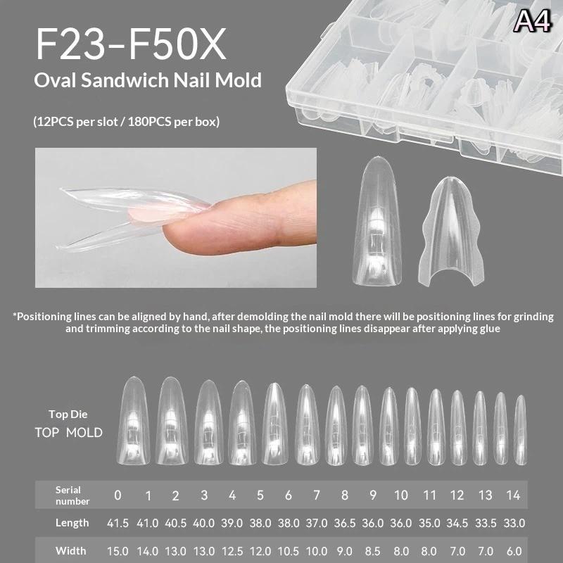 

180Pcs Sandwich Dual Nail Forms Long Coffin Almond15size Extensions-Dual Forms Top Nail Form Tools Nail Art Manicure Tool