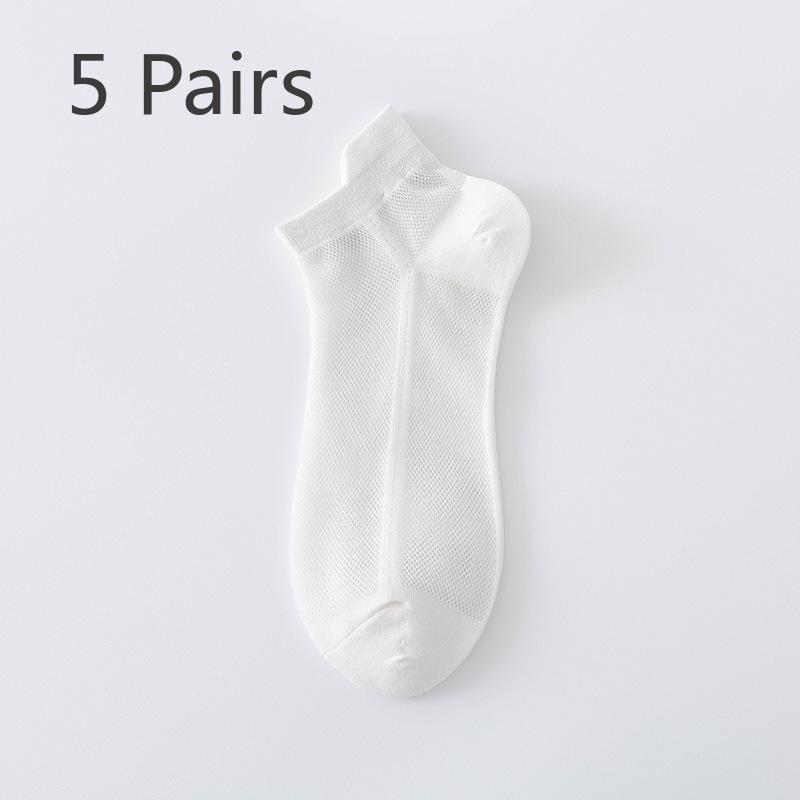 5 Perechi Șosete Bărbați Medii Tub Scurt Vară Plasă Respirabile Călcâi Subțire