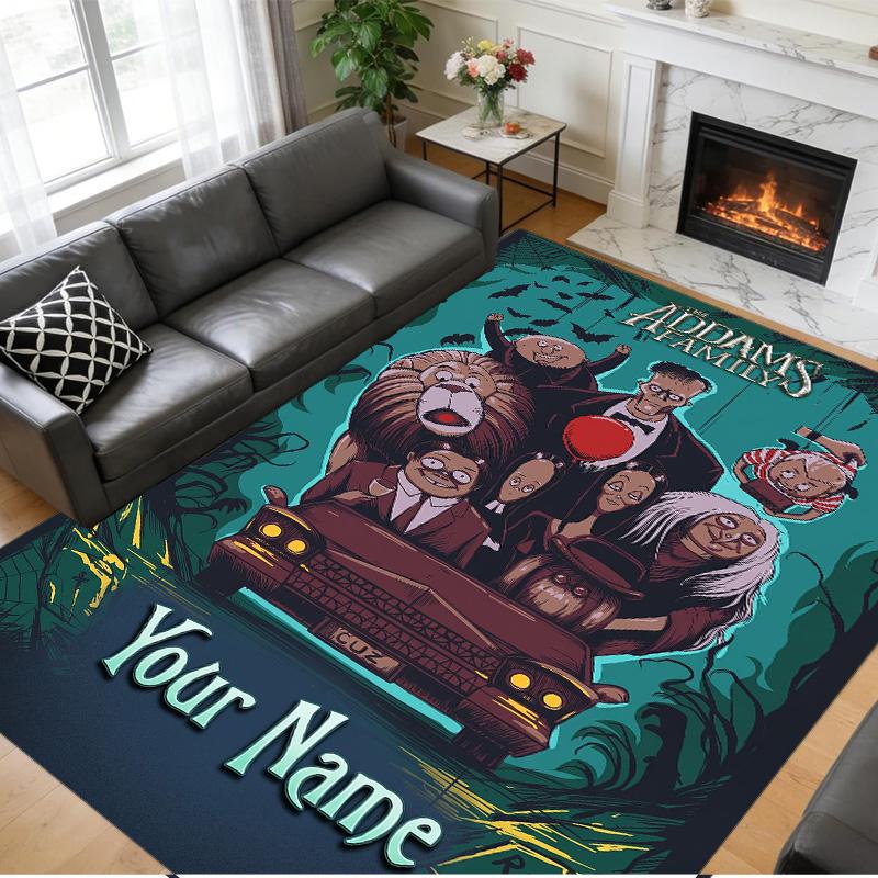 Crystal Velvet Rug Custom Name Text, Soft Non Slip Floor Mat Home DecorThe Addams Family