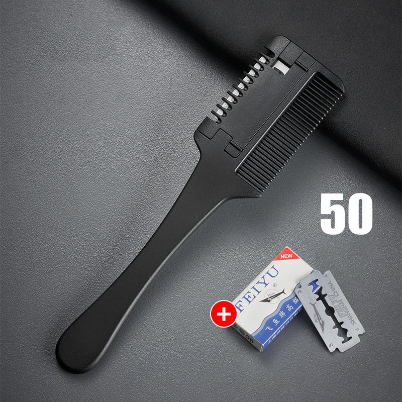GIANXI Hair Cutting Comb Carbon Barber Shop Brush With Razor Blades Double Edge Professional Hairdressing Tools Salon Set