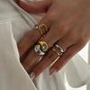 Stainless Steel Gold Color Silver Color Waterdrop Finger Rings For Women Men Simple Geometric Stripe Stackable Open Ring Jewelry