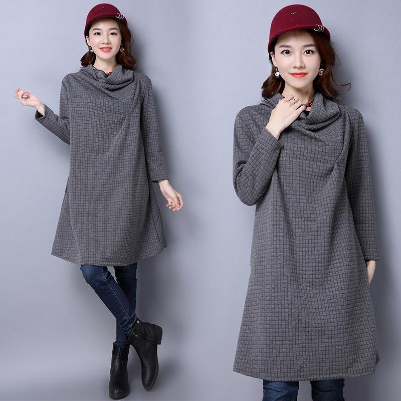 Premium Quality Women's Fashion Casual Elegant Solid Color Long-sleeved Dress Ideal For Every Occasion