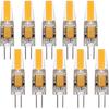 Lxcom Lighting G4 LED Bulb 12V Bi-Pin Base 1.5W LED COB Light Bulbs (10 Pack) 10W Halogen Replacement Warm White 3000K T3 G4 Base No Flicker for