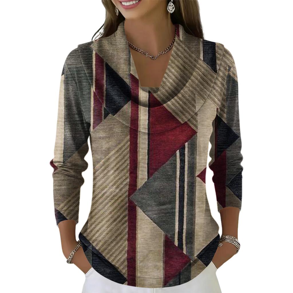 Damen Lässig Und Modisch Rundhals Langarm Bedruckter Top Pullover