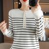 Crew Neck Bottoming Shirt Women's Autumn and Winter Loose and Versatile Sweater Striped Skin-friendly Warm Top