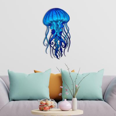 Metall Quallen Wanddeko Tropische Kunst für Pool, Strand, Badezimmer, Wohnzimmer, Schlafzimmer