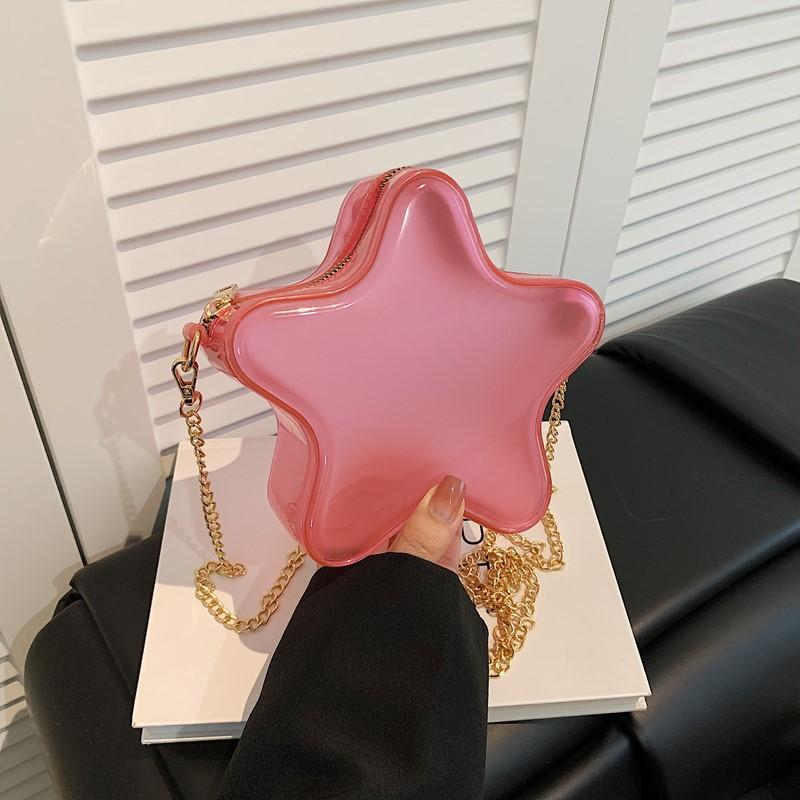 Spring and Summer New Macaroncolored Jelly Bag Textured Chain Shoulder Bag Women's Fashion Versatile Crossbody Pentagon