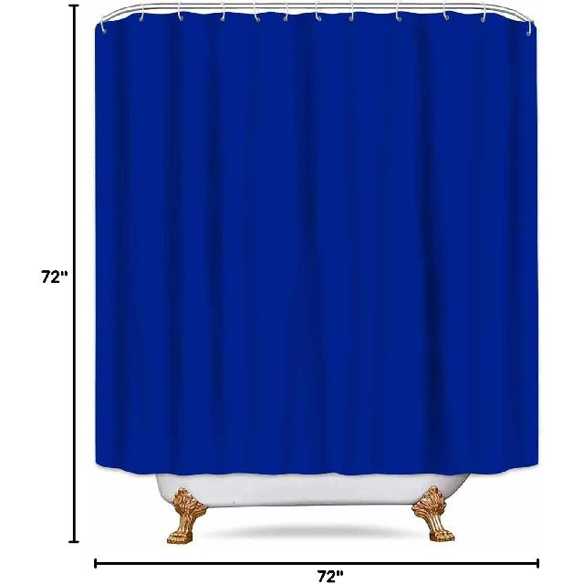 Classic Royal Blue Shower Curtain Washable Thicken Durable Polyester Fabric Set with Hooks, Weight Hem, 72 X 72 Inches, LHNT330-72