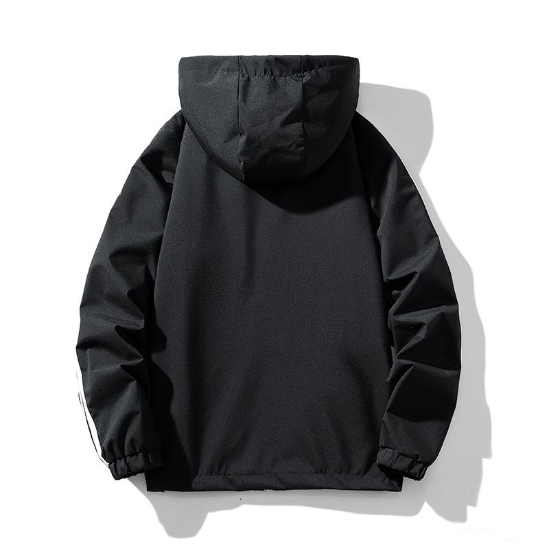 Men's Three-Stripe Hooded Bomber Jacket - Casual, Loose Fit for Autumn/Winter