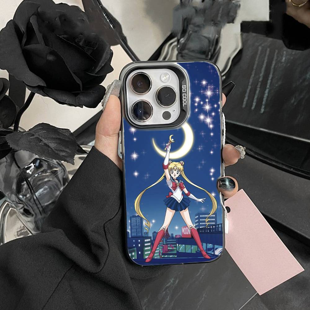 Cartoon P-Sailor Moons Phone Case For iPhone 17,16,15,14,13,12,Pro MAX Black Matte Shockproof Cover