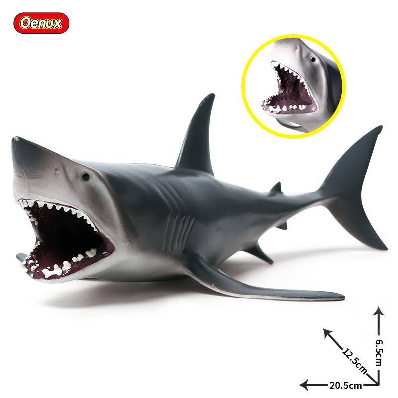 Oenux Ocean Animals Action Figures Sealife Shark Whare Megalodon Model Figurines PVC Home Decoration Kid Cognitive Education Toy