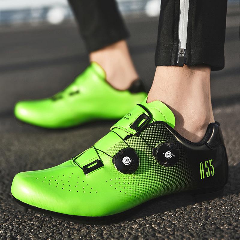 New Road Professional Cycling Boots Men Ultralight Double Buckles Cycling Shoes Unisex MTB Luminous Bike Bicycle Cleat Shoes