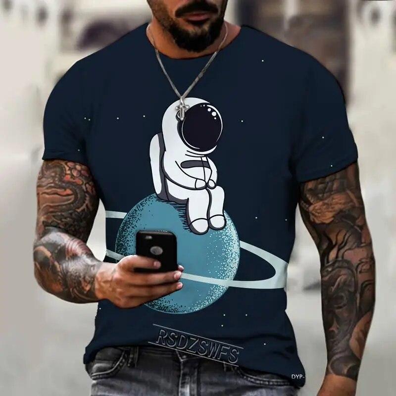 Tricou pentru bărbați Imprimare 3D Cămașă pentru bărbați Design exclusiv Space Universe Astronaut Loose Oversized Personality 6XL