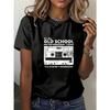 SHEIN LUNE Plus Size Women's Summer Music Festival Cassette Printed Round Neck Short Sleeve T-Shirt