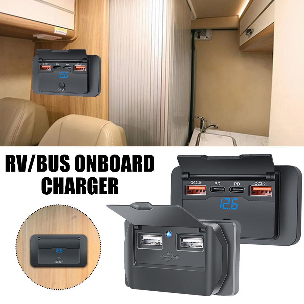 4-Ports Car Charger Outlet Panel Wall Mount With 3.1A For Car Bus Truck RV Waterproof Accessories 2025