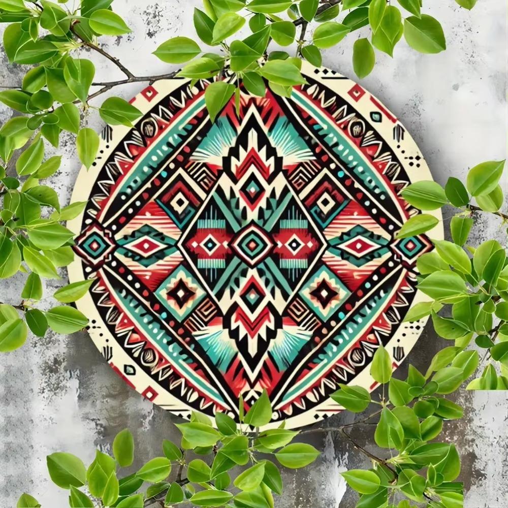 Aztec Tribal Metal Wall Art Decor Sign Southwest Geometric Farmhouse Door Street Garage Shop