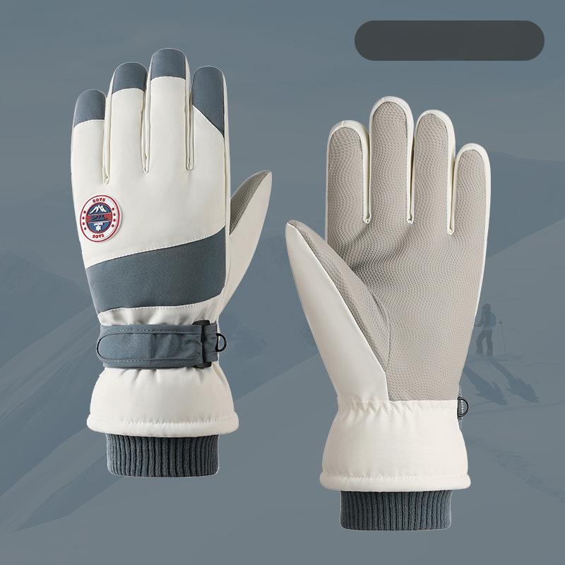 Guanti da sci invernali, touch screen impermeabile per ciclismo all'aperto, guanti isolanti in peluche, silicone antiscivolo e resistente all'usura Resistente a -40 ° C