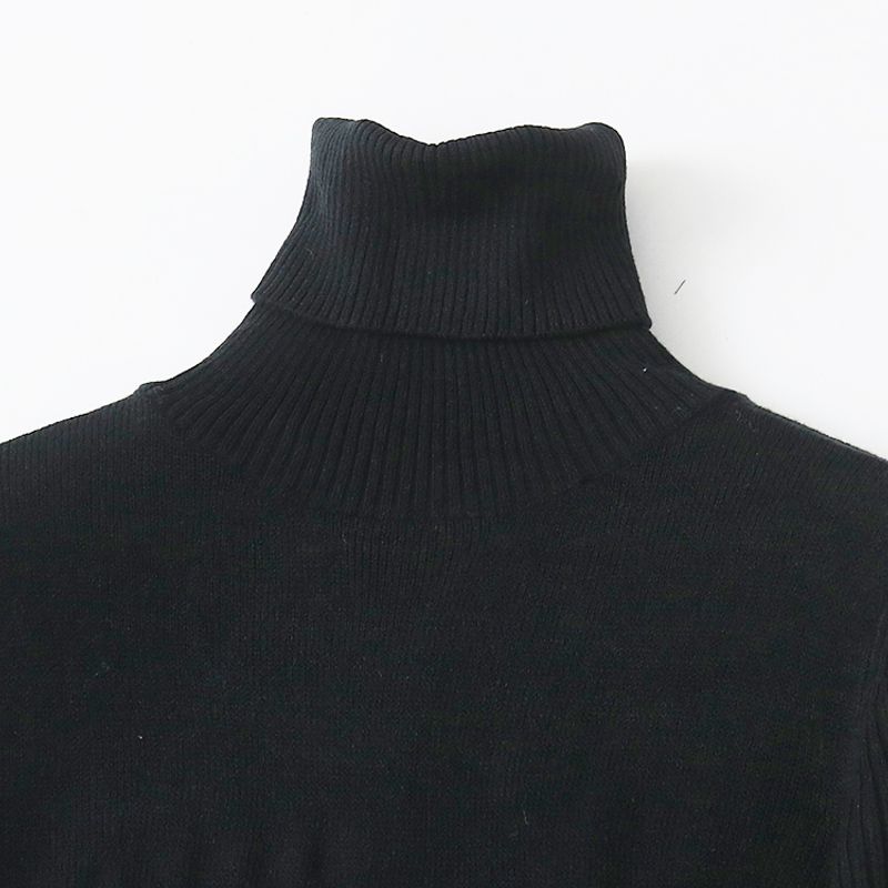 Sweater Dress Fall and Winter New Arrival Foreign Trade Women's Clothing Silm Turtleneck Pullover Long Sleeve Hip-Wrapped Mid-Length Dress 27596