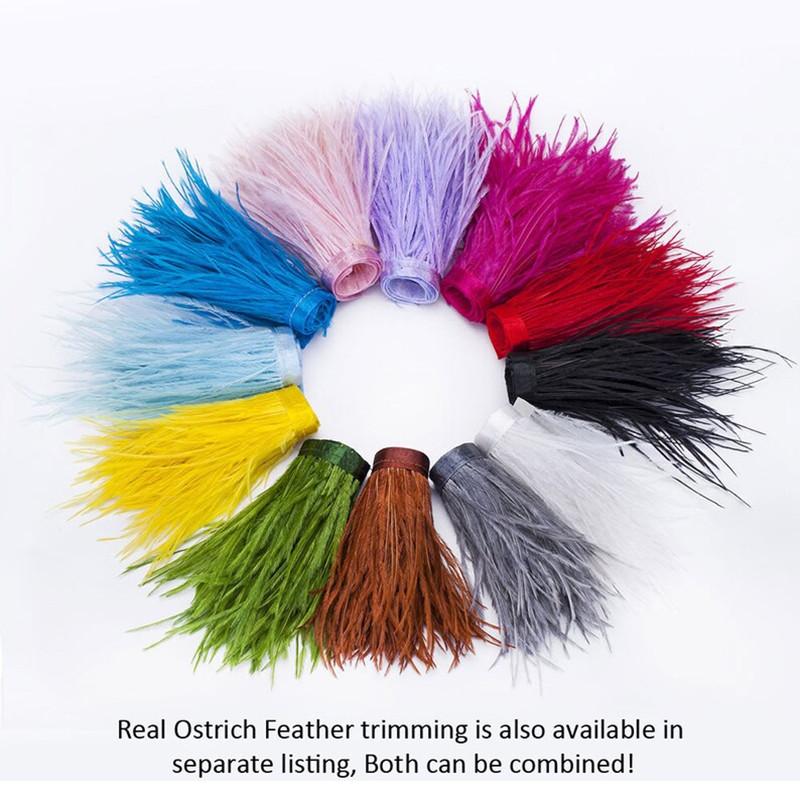 Feder1Meter Bunte Natürliche Straußenfedern Fransenbesatz 8-10CM 10-15CM Band Feder für Haare Kleidung Hochzeitsdekoration Nähbesatz