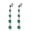Trendy Women's 18K Gold-Plated Emerald Tassel & Stud Earrings with Cubic Zirconia In Stainless Steel
