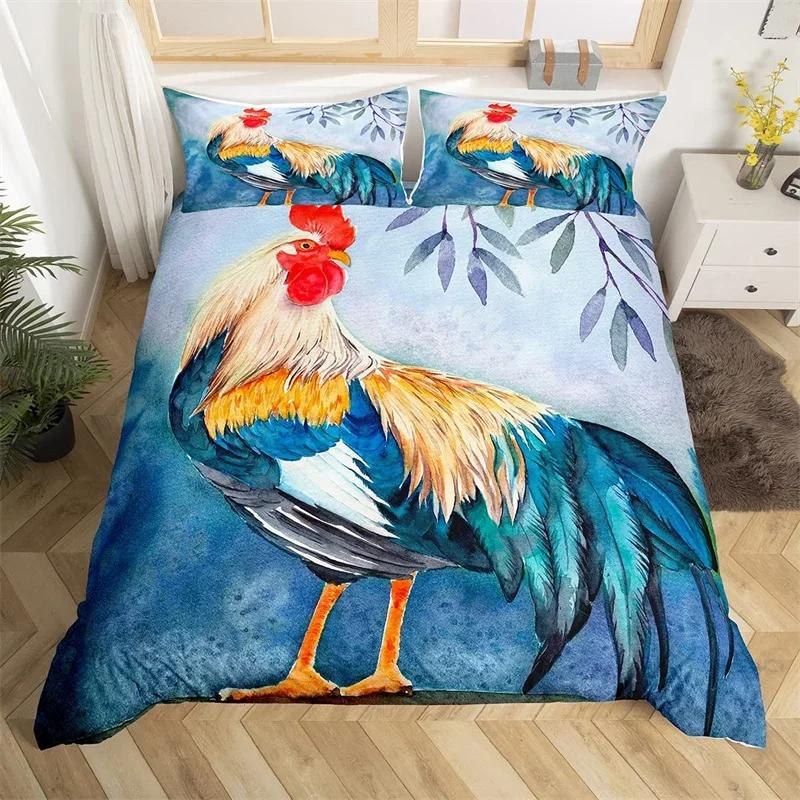 Comforter Rustic Rooster Bedding Set Farm Animal Full King Queen Size Microfiber Farmhouse Chicken With