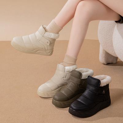 Damen Winter-Schneestiefel mit dicker Plateausohle, rutschfeste, wasserabweisende Stiefeletten mit Kunstfellfutter, bequeme, warme Wanderstiefel für Damen