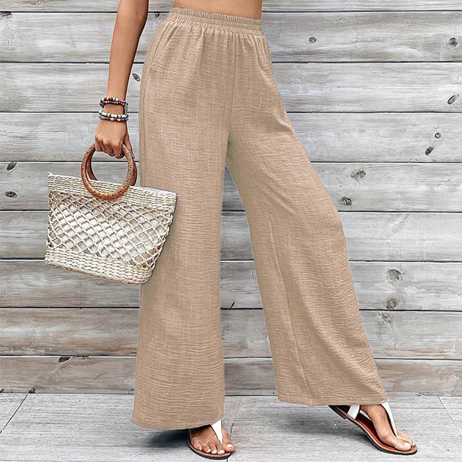 

Женские модные брюки с эластичной талией, повседневные, однотонные, текстурированные, с широкими штанинами, с низкой посадкой XL