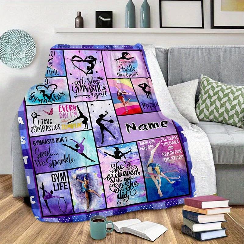 Gymnastics Customize Your Name Blanket Used For Chair Office Sofa Bed Camping Soft And Warm Giving Friends And Relatives Birthday Graduation Gift