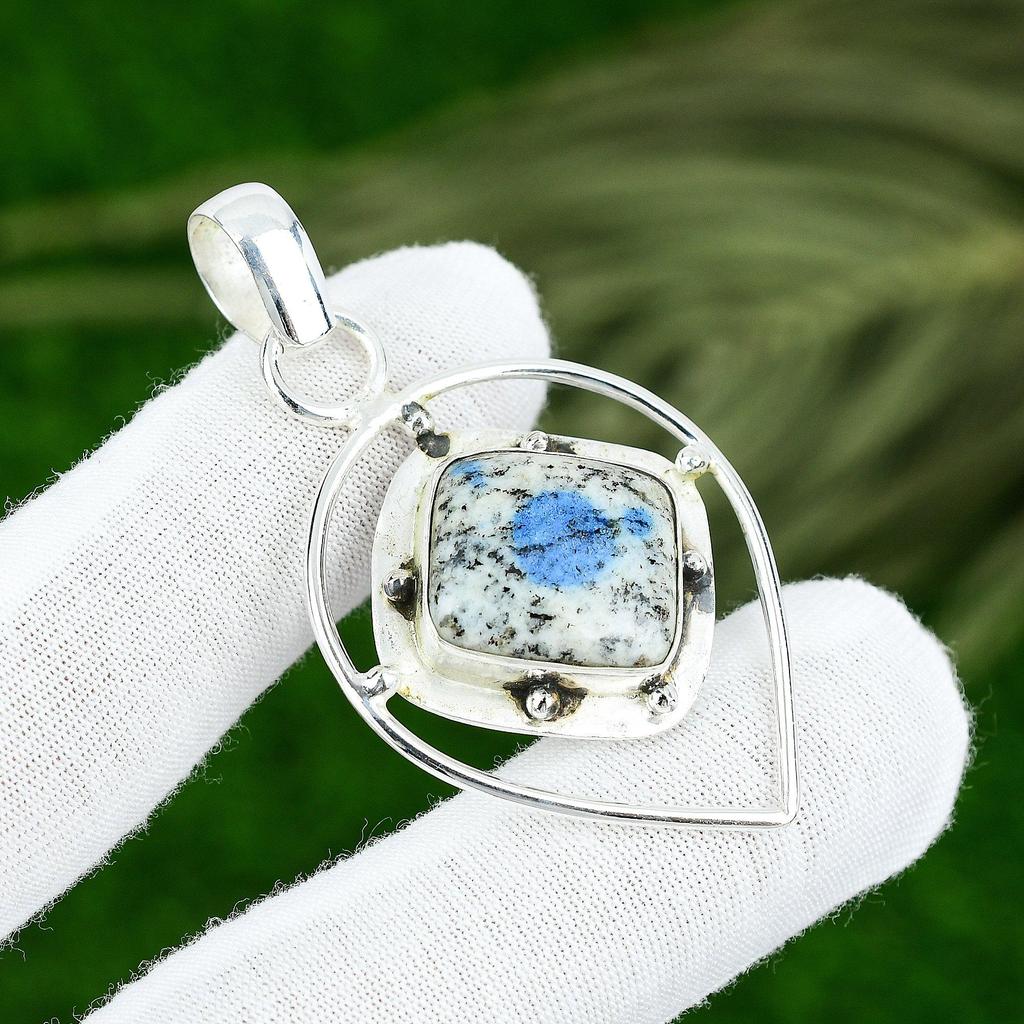 Natural K2 Jasper Gemstone Indian Jewelry 925 Sterling Silver Pendant For Girls