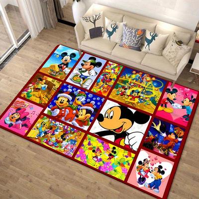 1 Stück Disney Mickey Maus und Minnie Muster Teppich Läufer Rutschfester Teppich Handwaschbar Fußmatte Geeignet für Wohnzimmer Schlafzimmer Heimdekoration