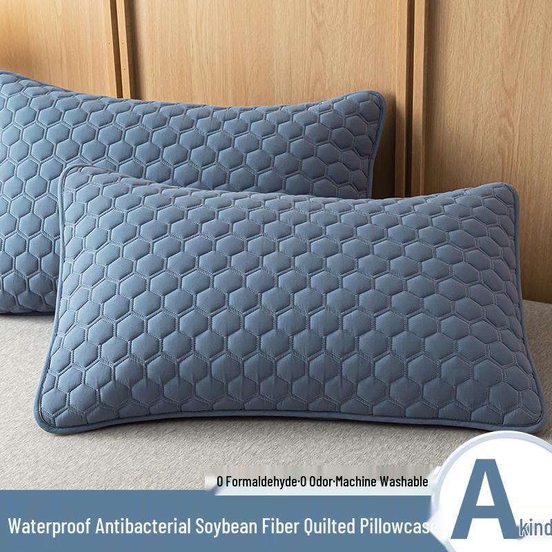 Quilted Waterproof & Stain-Resistant Pillowcases (Set of 2) - Solid Color, Protects Pillow, 48x74cm