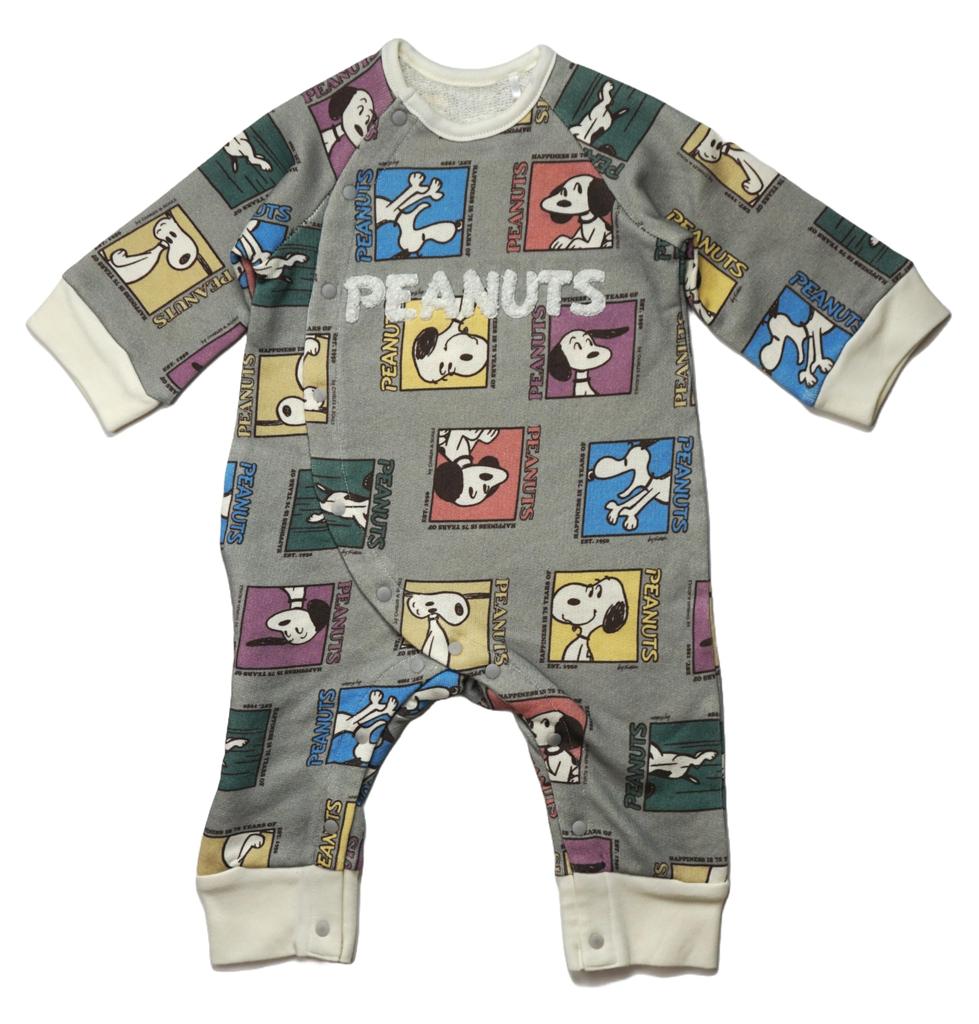 Takihyo Snoopy 75th Anniversary Art Front Baby Size 215151619 Coverall, Opening, Clothes, Charcoal, 70,