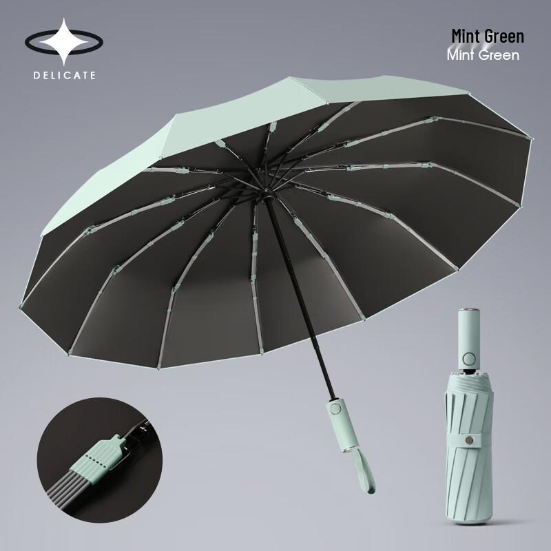 Automatic 12-Rib Folding Sun and Rain Umbrella