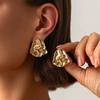 European and American French Concave-convex Pleated Texture Stud Earrings, Retro Wavy Temperament Versatile Ins Geometric Ear Jewelry