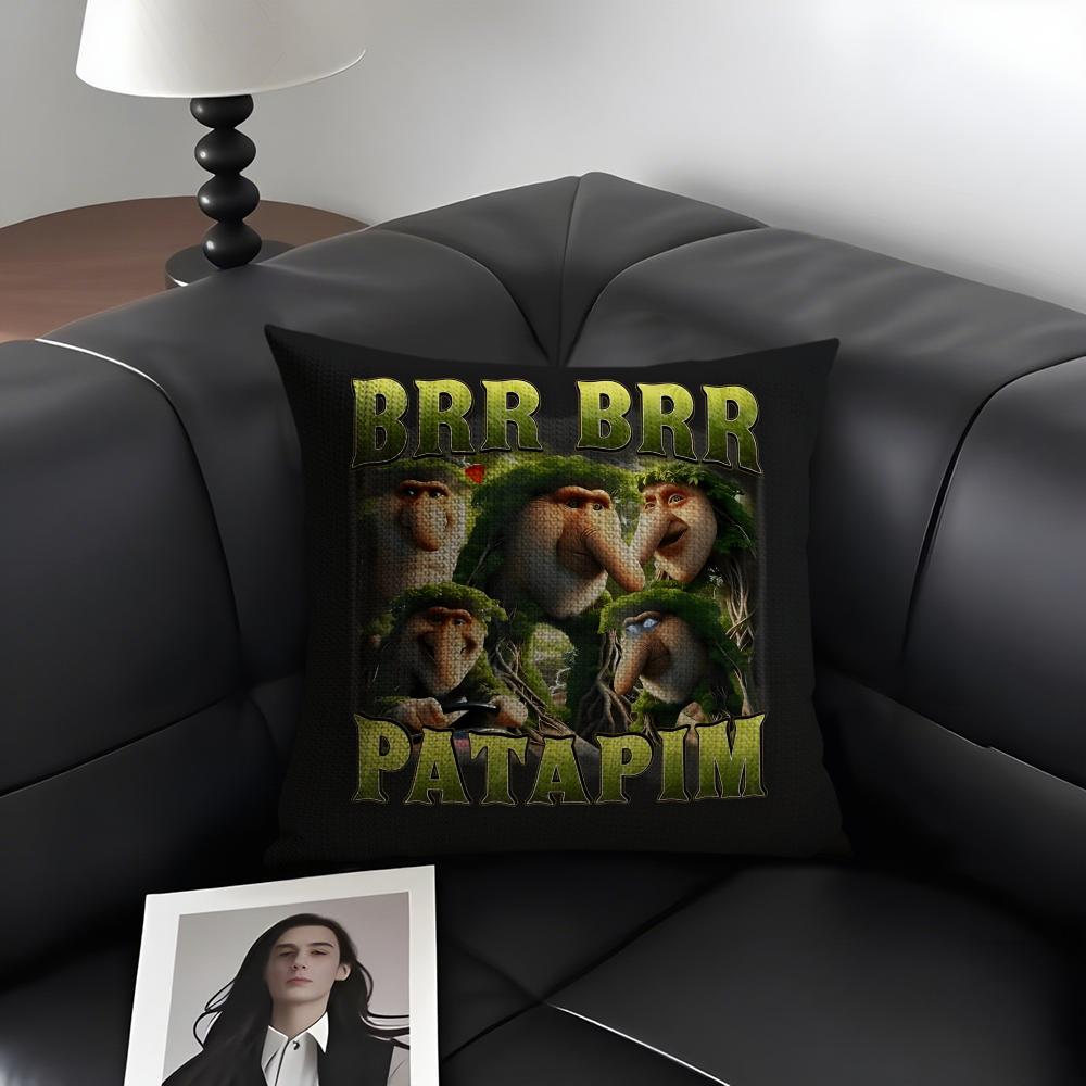 ITALlAN Brainrot Fashion Cushion Cover Natural Linen Organic Fabric DoubleSided Printing Sofa Home Decor Gift Pillow Case