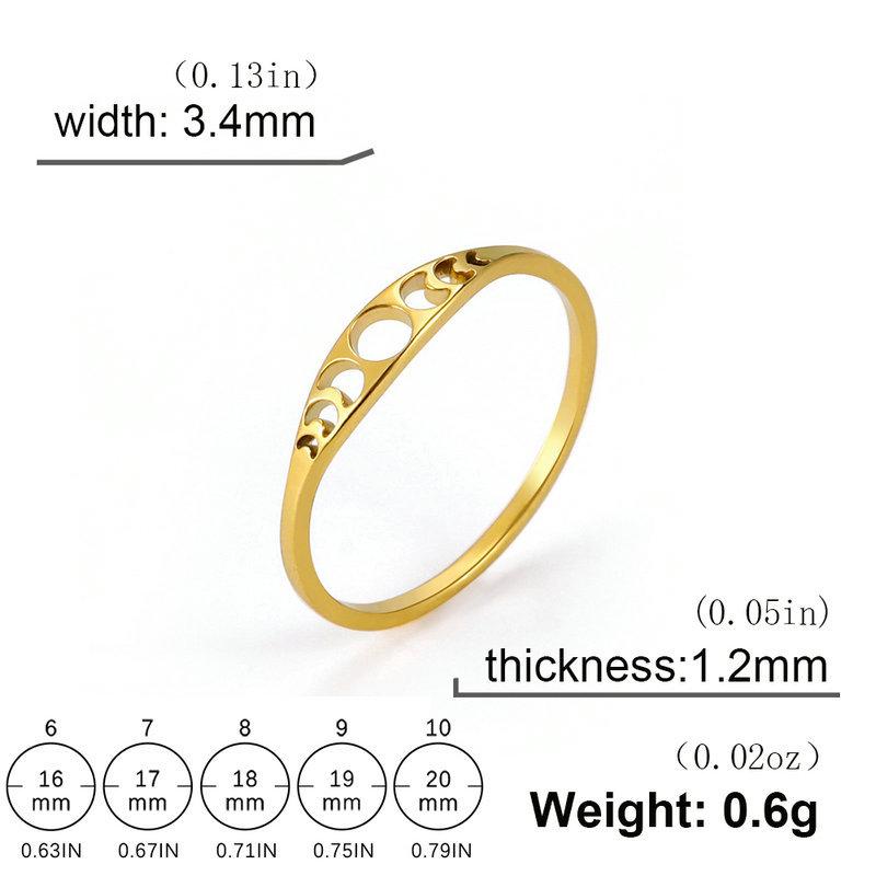 Minimalist Hollow Sun And Moon Guard Ring Delicate Thin Band Versatile Simple Circle Finger Jewelry For Women