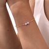 YF8156 Womens Stainless Steel Partition Bead Chain Zircon Bow Bracelet Gold 18K Gold Plated Waterproof Stainless Steel