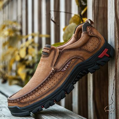 Fashion Luxury Brand Genuine Leather Hiking Shoes Outdoor Handmade Man Sneakers Mens Trainers Lace-Up Soft Casual Shoes Walking Footwear