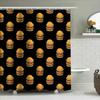 Burger Shower Curtain Cute Fast Food Pattern Waterproof Bathroom Decor Washable Liner Vintage Kitchen Backdrop