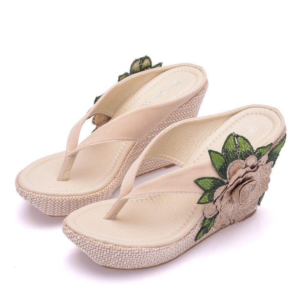 Woman Slippers Home Casual Beach Flip Flops Lady Sandals Summer Sexy High Heels