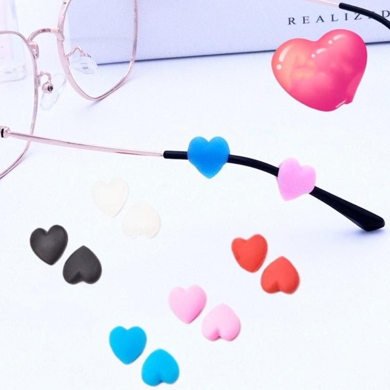 10 Pairs Adorable Heart Shaped Glasses AntiSlip Covers Silicone Eyeglasses Ear Grips for Fashionable Eyewear