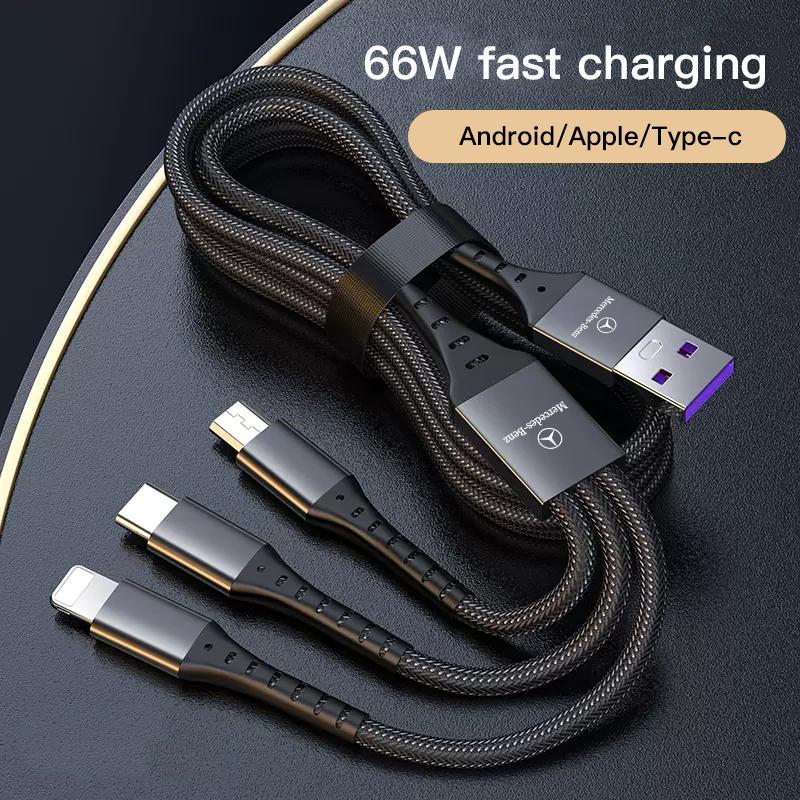 ULA5 For Mercedes-Benz GLC X253 X254 C-Class W205 W206 A-Class W177 GLA W213 100W Car Fast Charging 3 In 1 Multi Phone Charging Cable