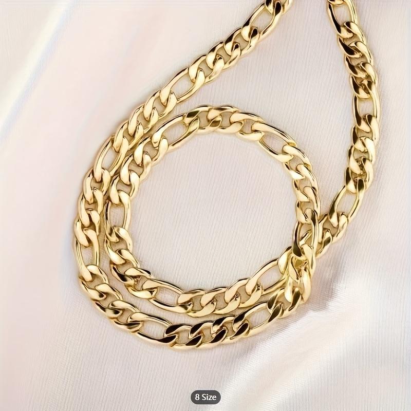 1pc Fashion Golden Plated Thick Chain Necklace, Trendy Pendant Necklace For Men