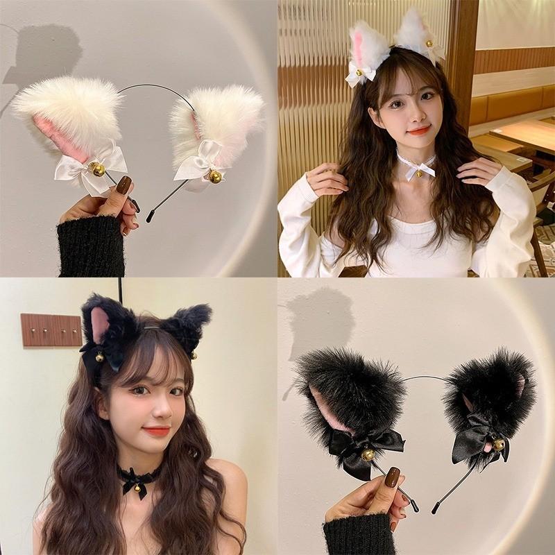 Korean Style Sexy Babes Decoration Fashion Plush Bell Cute Cat Fox Animal Ears Headband Cosplay Cat Ears Hairband Headdress