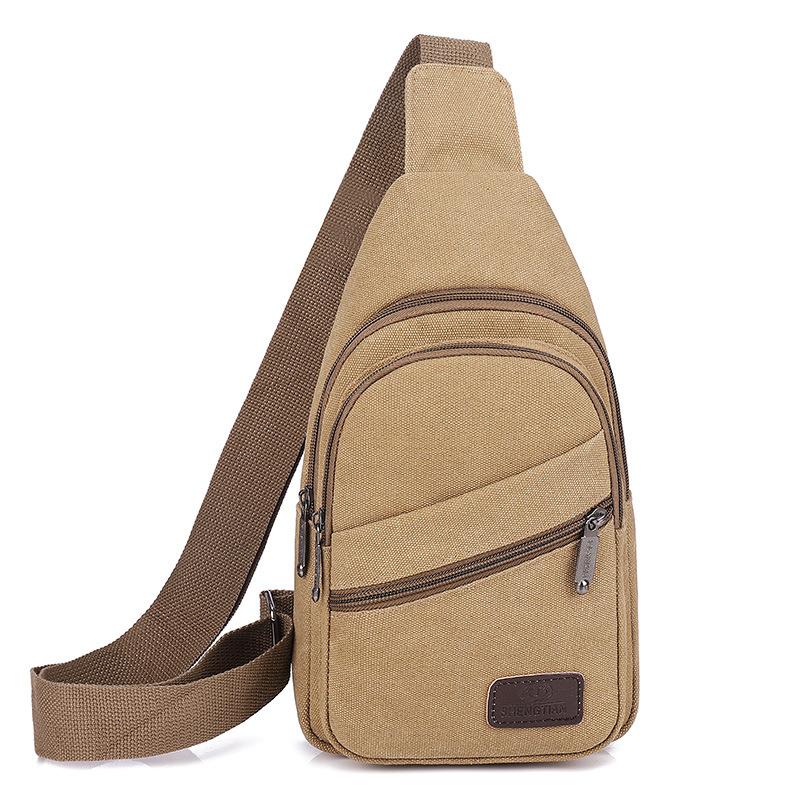 Multi-layer Multi-pocket Large-capacity Convenient Men's Breast Bag, Canvas Wear-resistant Oblique Span Chest Bag