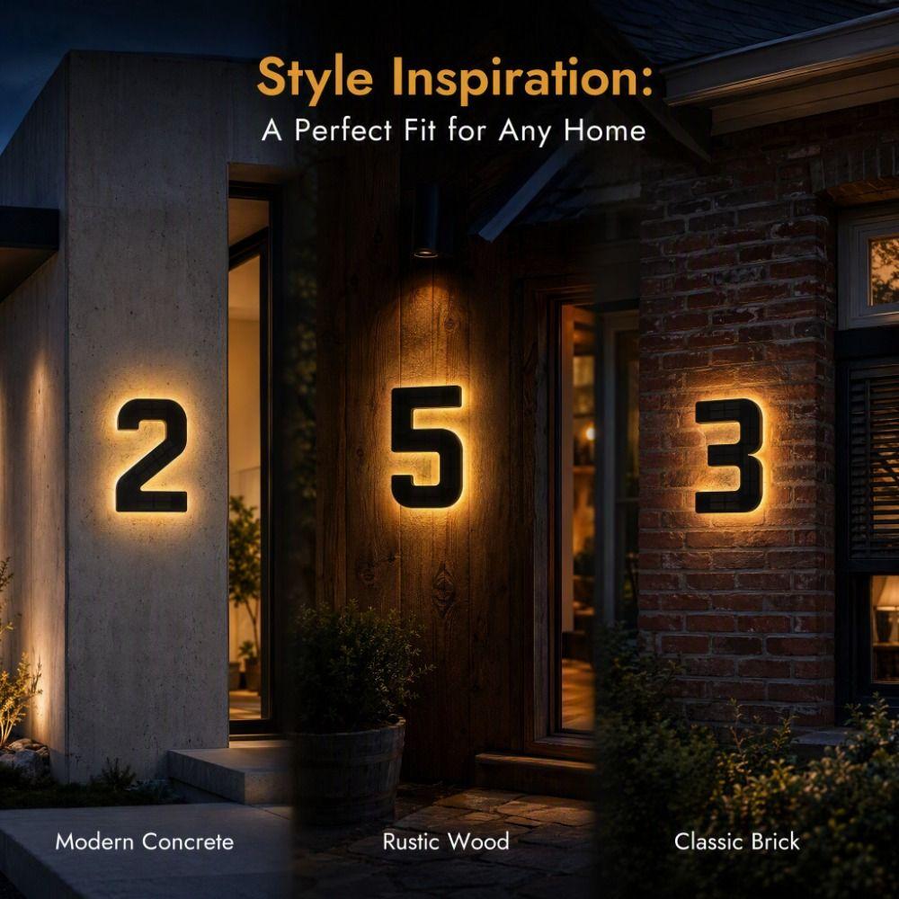 Highlighting Solar Lighted House Numbers Light 11inch Solar Digital Doorplate Yard