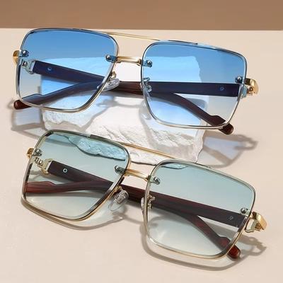 Fashion Retro Square Metal Shades Women's Original Brand Design Driving Sunglasses New Double Bridge Pilot Sun Glasses