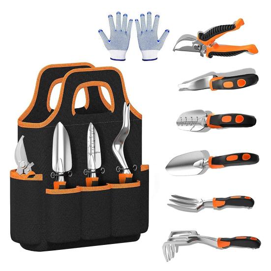 8 Pcs Gardening Tools Stainless Steel Hand Shovel Pruning Shears Garden Supplies with Storage Bag Gifts for Gardening Lovers