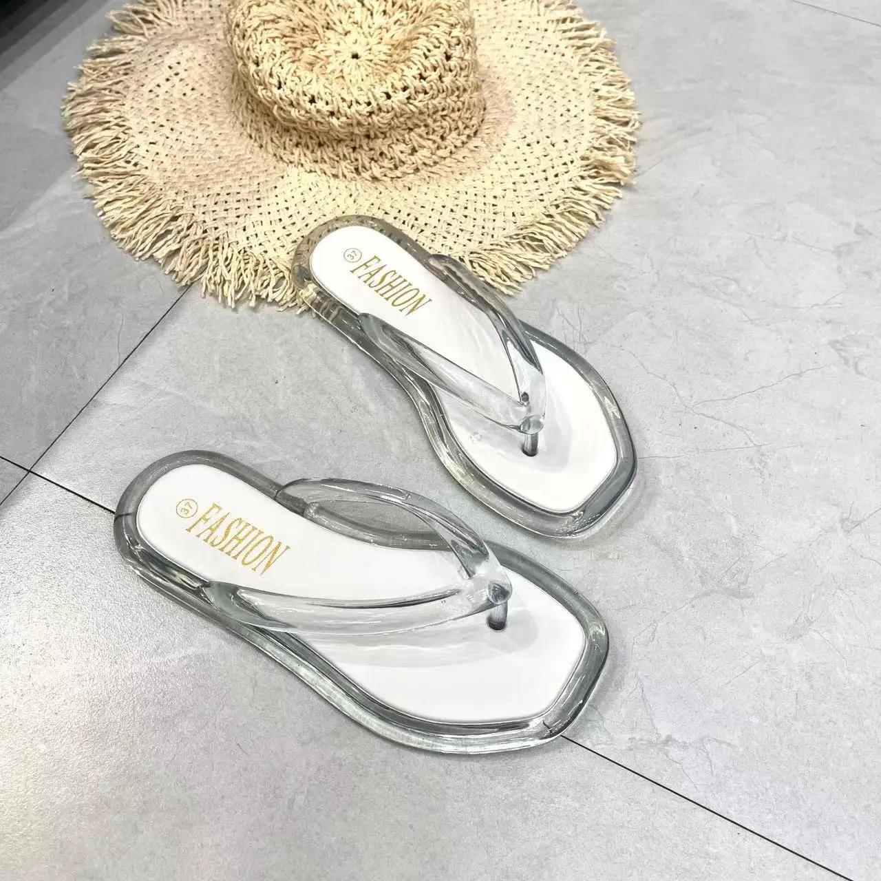 

Модные новые дизайнерские прозрачные шлепанцы конфетных цветов женские флуоресцентно-желтые шлепанцы женские сандалии пляжная обувь на плоской подошве sandalias mujer 36 белый