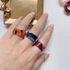 Colorful Open Marbling Ring Aesthetic Acetate Colorful Acrylic Thick Round Rings for Women Girls Jewelry Accessories Gifts